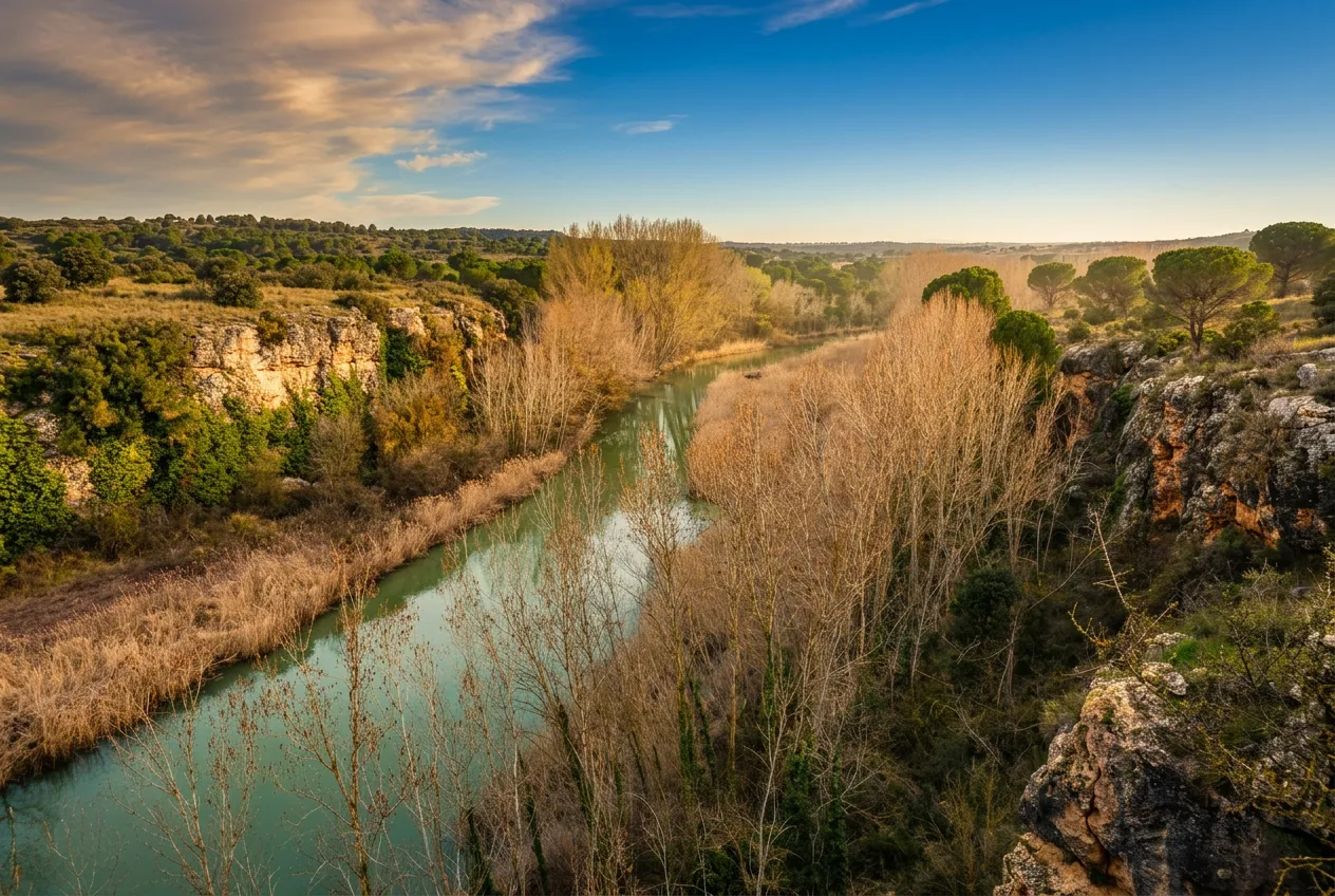 El cañón del río en las Hoces del Batanejo al amanecer