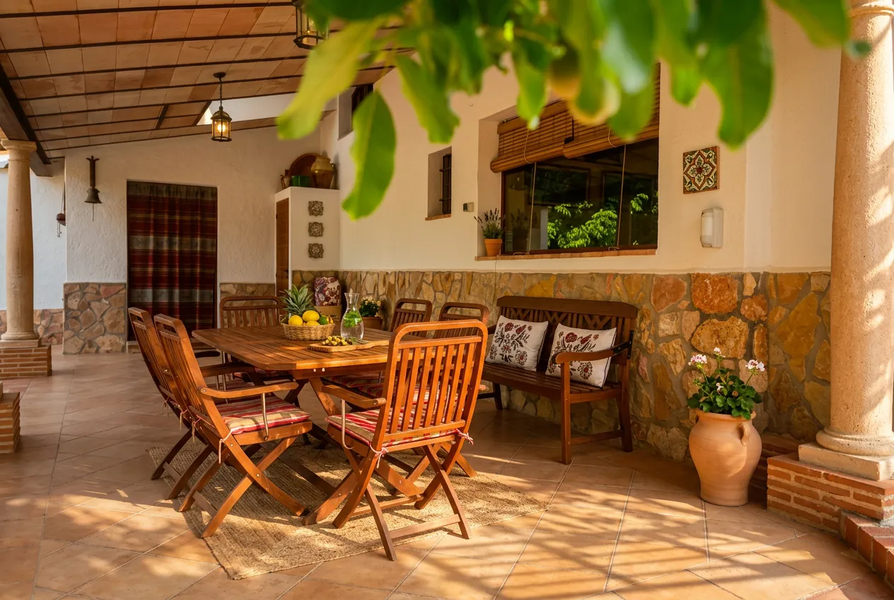 Porche cubierto de la casa