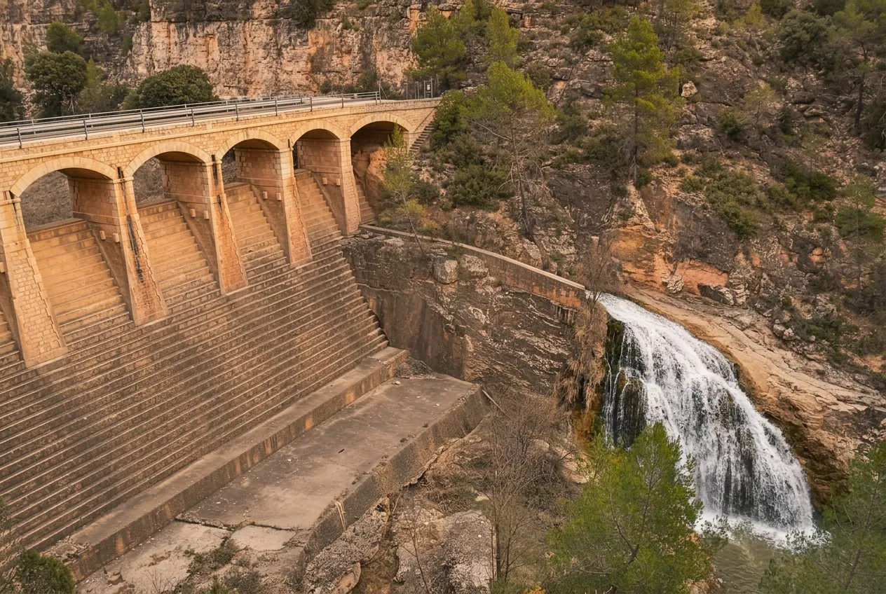 La presa del Batanejo con su salto de agua