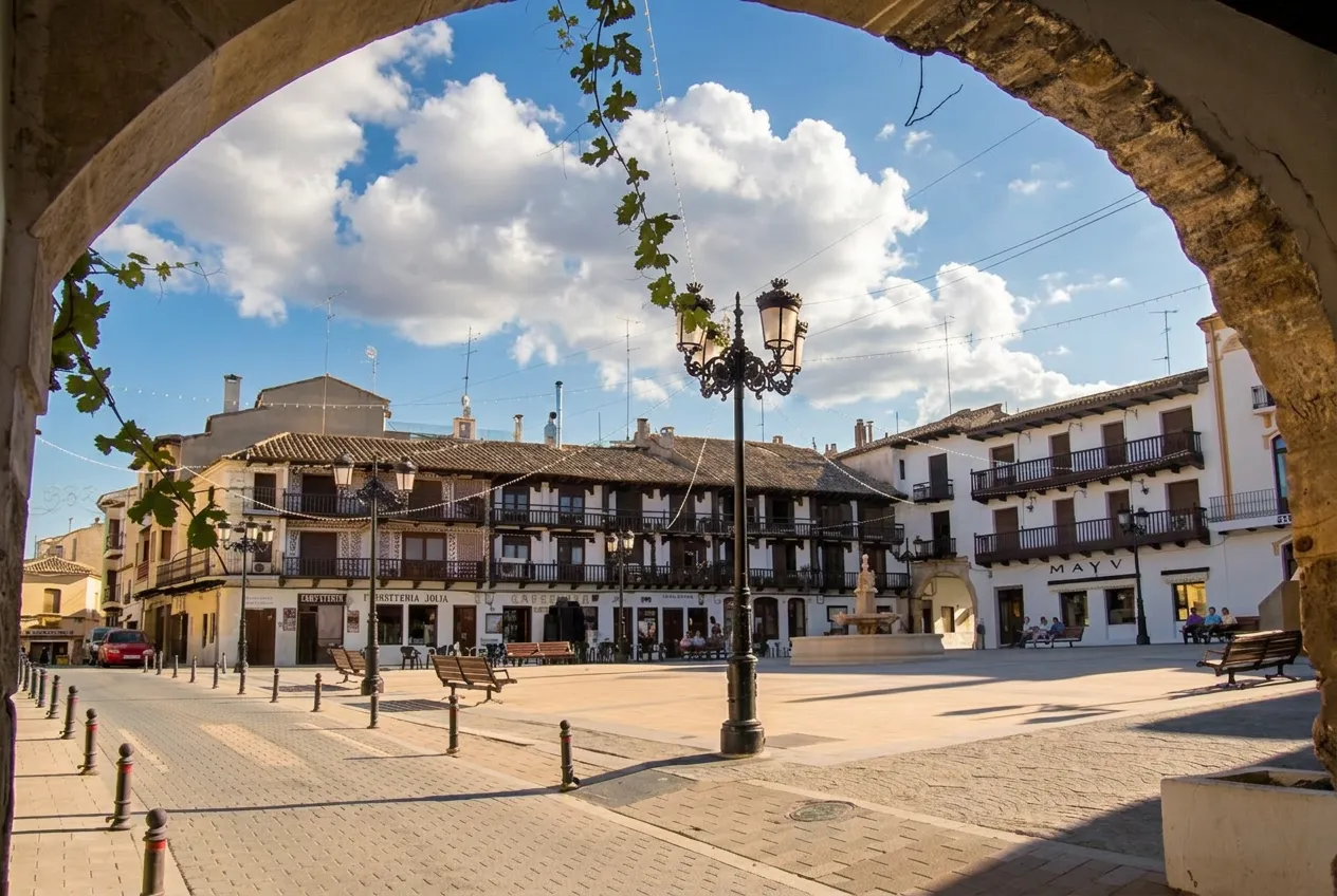 La plaza porticada de Tarazona de La Mancha